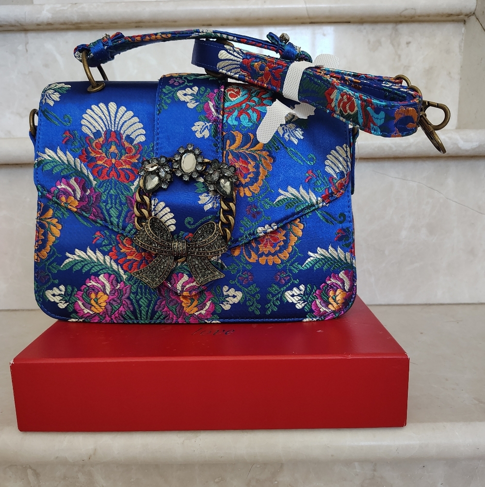 New, Aldo Cobalt Chinoiserie Bag